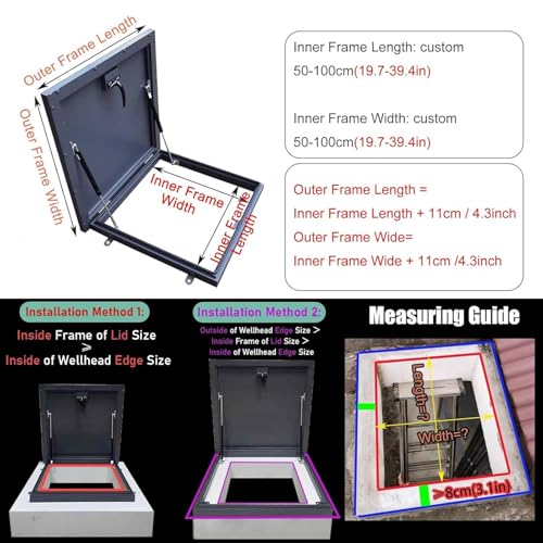 Trappe d'accès de toit robuste, en alliage d'aluminium avec support hydraulique, plaque de protection de porte de sécurité pour fenêtre de sous-sol et protection de terrasse