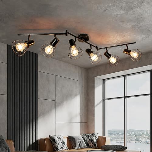 6-Light Adjustable Track Lighting Fixture β Black E26, Farmh