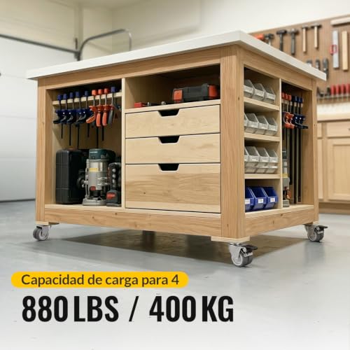 Miniatura 3 de Ruedas Para Cargas Pesadas De 50 Mm Ruedas Para Muebles De Alta Resistencia Con Frenos De Seguridad: Capacidad De Carga Máxima De 800 Kg 4 Con Freno, 4 Sin Freno .