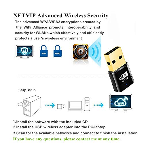 USB WiFi Adapter 600Mbps Wireless Network Card Dual Band 2.4G/5.8G WLAN Card with WPS Button for Desktop/Laptop/PC,Perfect for Windows XP/Vista/7/8/10,Mac OS X
