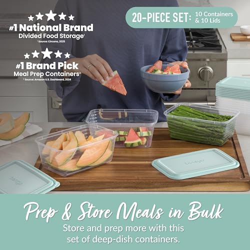 Image of Bentgo Prep 20-Piece 8-Cup Deep-Dish Storage Containers for Meal Prep