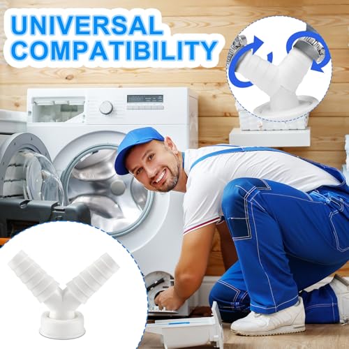 Geschirrspüler waschmaschine abfluss adapter Doppelanschluss Y 1 zoll, Waschmaschinenanschluss Adapter für Rohr Ø40 mm, Eingang Ø19-23 mm mit Schlauchschelle für Geschirrspüler Trockner (1 zoll)