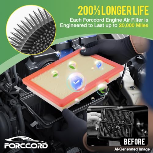Image of Cabin & Engine Air Filter Fit for 2016-2020 Buick Envision L4 2.0L, 2017-2020 Envision L4 2.5L Activated Carbon Cabin Filter Replace#CF11966 22971580 Car Accessories