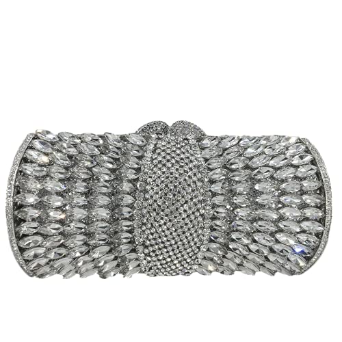 Image of Boutique De FGG Mini Sparkly Crystal Clutch Purse for Women,Evening Bags with Spikes,Wedding Party Rhinestone Clutch Handbag