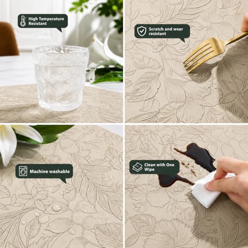 Image of Yelona Premium Faux Leather Placemat Set of 4 | Printed Floral Design, Waterproof & Heat Resistant Table Mat | Non-Slip, Washable for Dining, Kitchen & Home Decor (Beige, 43 x 30 cm)