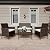 4 Pieces Patio Furniture Sets, Outdoor Wicker Conversation Sets with Soft Cushion and Glass Table, All Weather Manual Rattan Chairs for Garden, Terrace, Porch, Lawn, Poolside, Brown and Beige