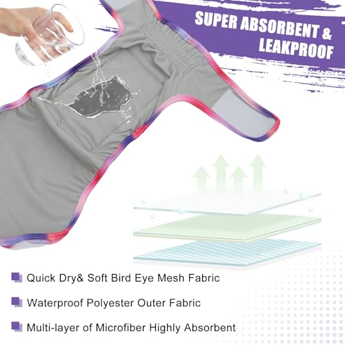 Image of Female Dog Diapers Reusable No Tail Hole Period Panties Washable 3 Pack Diapers Female for Docked-Tail Frenchie French Bulldog Boston Terrier Without Tail U-WWD03XS