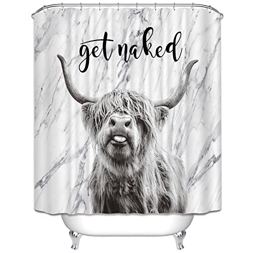 shower curtains funny - Cow Shower Curtain, Funny Shower Curtain Set Shower Curtains for Bathroom, Waterproof Get Naked Bathroom Shower Curtain Sets, White Cute Farmhouse Shower Curtains Farmhouse Bathroom Decor 72