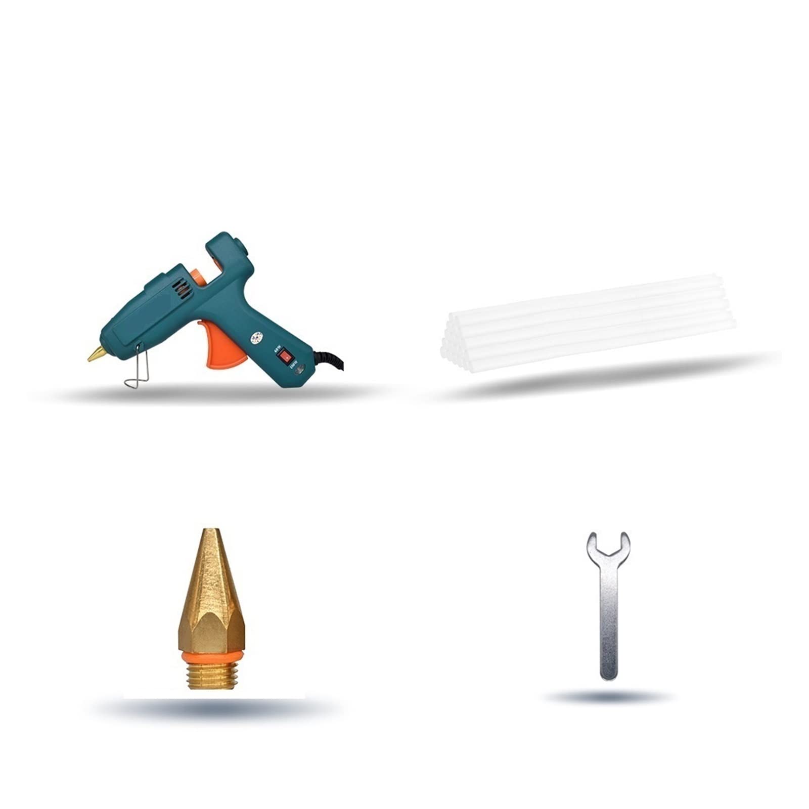 Pistolet à colle chaude Pistolet à colle chaude 60/100W double puissance haute température pistolet à colle fondue ménage, utiliser des bâtons de colle de 11mm avec buse de 5 pièces ( Color : SET-1 ,