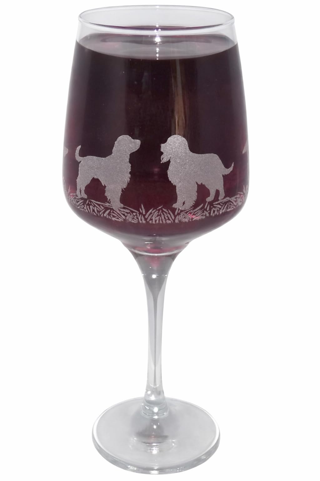 Springer Spaniel Engraved Stemmed Wine Glass