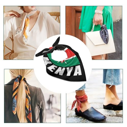 Kenyan Flag Kenya Square Kerchief Silk-Like Scarf Printed Bandanas Soft Face Mask Handkerchiefs Party Favor4