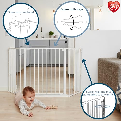 BabyDan Flex M, 90-146 cm, Treppenschutzgitter/Raumteiler, Weiß, Hergestellt in Dänemark - Schutzgitter/Sicherheitsgitter (Haustiergitter/Hundegitter/Hundelaufstall)