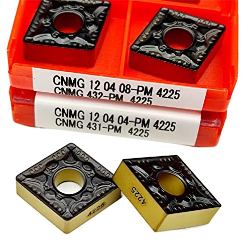 AALLYN Indexable Carbide Lathe Tool 10pcs CNMG120408 CNMG120404 PM 4225 Carbide CNC Hard Alloy Blade Cutting Metal Milling Cutter Turning Tool Lathe (Size : CNMG120408 PM 4225)
