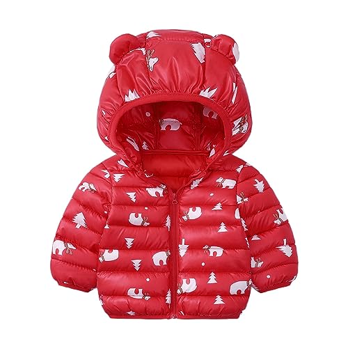 Boys Girls Puffer Jacket with Hood Cute Cartoon Bear Down Coats Zipper Kids Lightweight Quilted Outerwear Fall Winter Clothes