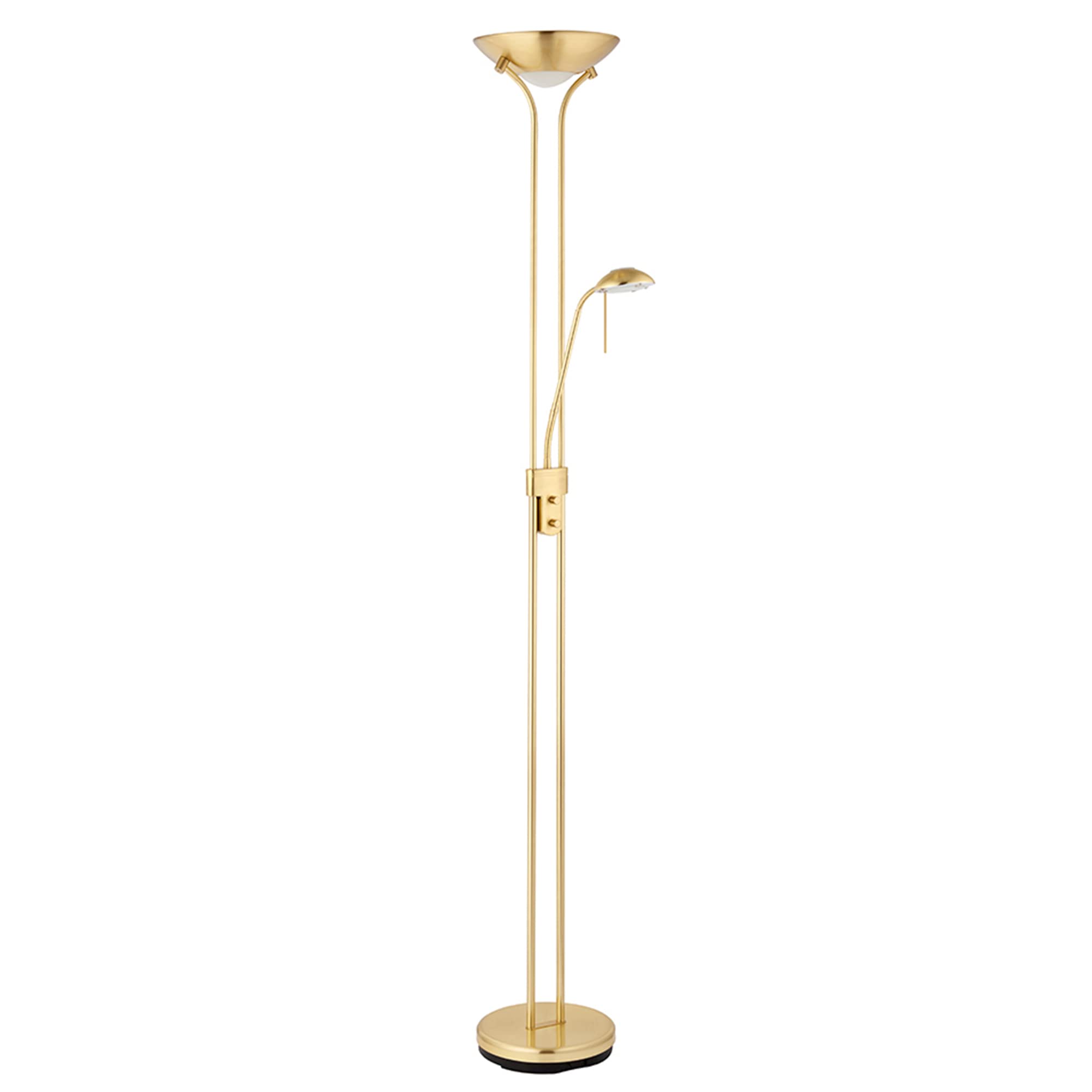 National Lighting Satin Brass (Without Bulb) Mother And Child Uplighter Floor Lamp With Reading Light - Satin Brass Finish Floor Lamps For Living Room R7s/G9 Bulbs (Not Included)