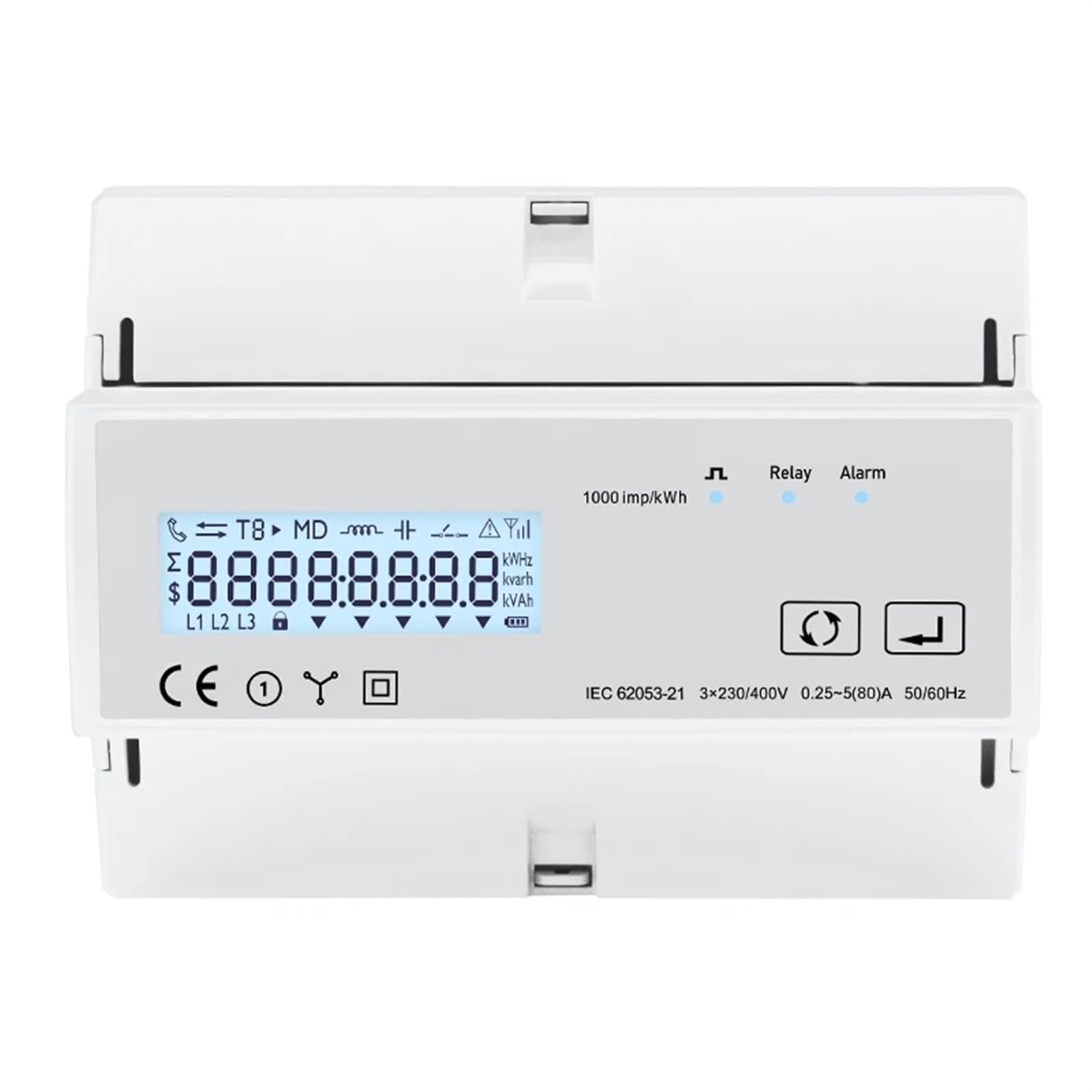 SPABOY Medidor de Consumo de Electricidad Monitor de Potencia trifásico Medidor de energía eléctrica en Carril DIN 80A KWH Modbus RS485 (Color : TAC7300)