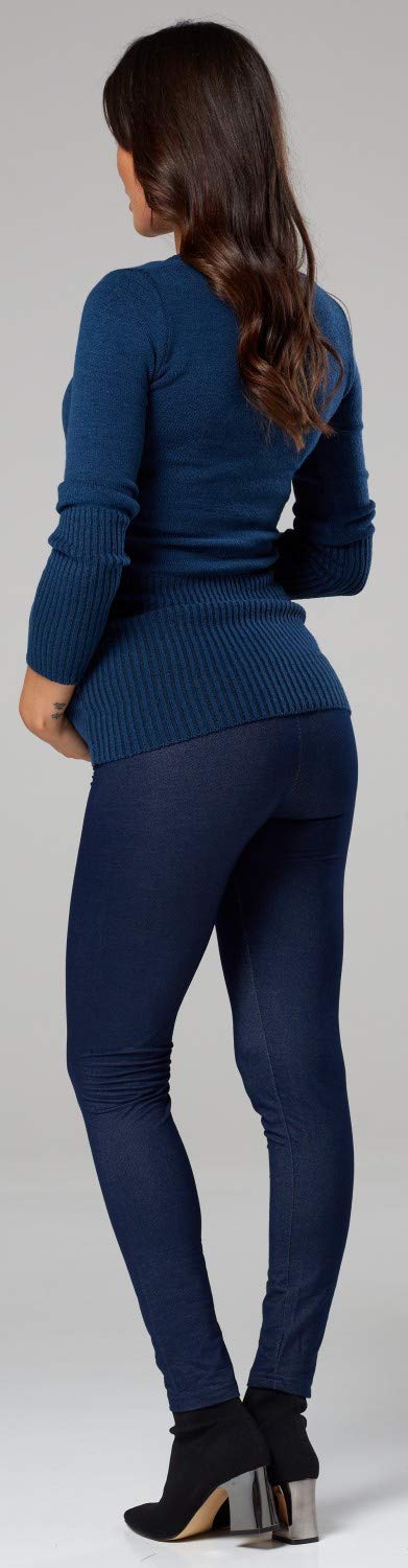 Happy Mama.Premaman L'Allattamento al Seno Maglione Manica Lunga V Collo.454p (Verde Bottiglia, IT 48/50, 2XL/3XL)