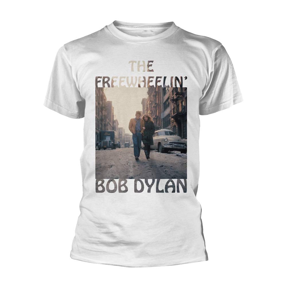Rock Off Officially Licensed Products Men's White Bob Dylan The Freewheelin' Official Tee T-Shirt Unisex (Medium)