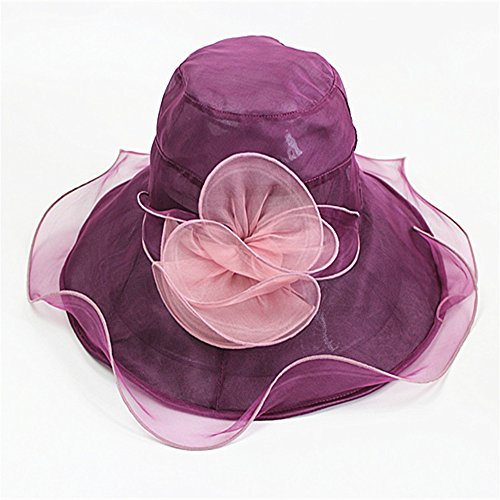 XY-women's hat Elegant Damen Hut Silk Large Eaves Sonnenhut Sommer Mulberry Silk Bonnet Sonnenschutzhut Stilvoll (Color : Purple) Cover