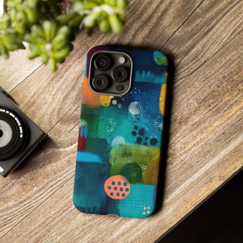 Coque rigide iPhone 15 Pro Max bleu anti-traces mate design géométrique - 3