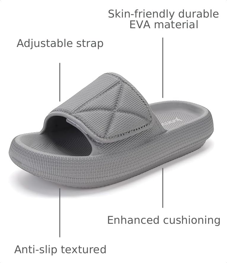 Image of Joomra Slides for Women and Men Adjustable Pillow Slippers Diabetic Sandals | Thick 1.7 inch Cushioned Sole, Deep Heel Cup, Recovery Sandals Ideal for pool, beach, bath, travel, home, Indoor, outdoor