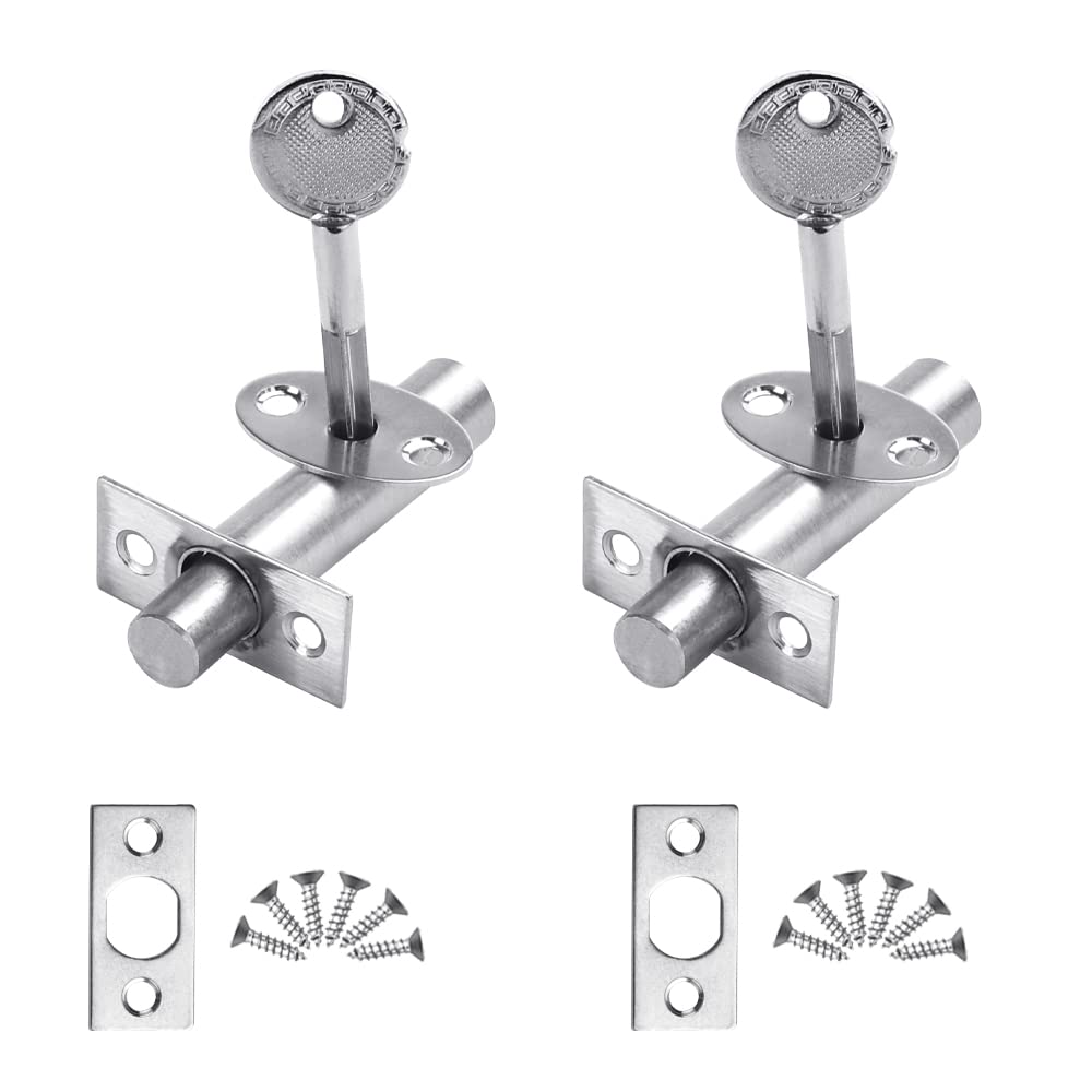 OTTYMOPack of 2 Door Security Bolts Stainless Steel Door Security Bolts Rustproof Door Bolt Sliding Lock with Latch Silver Door Lock Accessories Practical Door Security Bolts for Door Lock