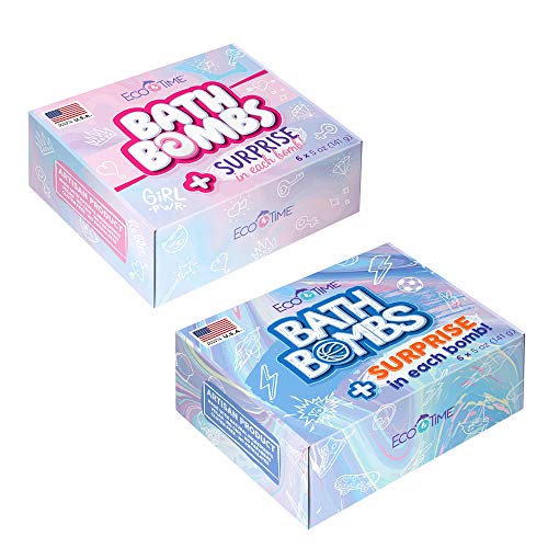 12 Handmade Bath Bombs With Surprise Inside - Set For Boys And Girls - Natural And Organic Ingredients - Perfect 3 Year Old Boy Toys Or Even 5 Year Old Boy Gifts - 12 Babble Bath Bombs In 2 Gift Boxes #TOP25