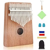 Kalimba 17 Schlüssel, Daumenklavier Kalimba Thumb Piano Finger Solide Anleitung und Stimmhammer Marímbula Mbira Holz Naturtastatur Marimba (Mahagoni)