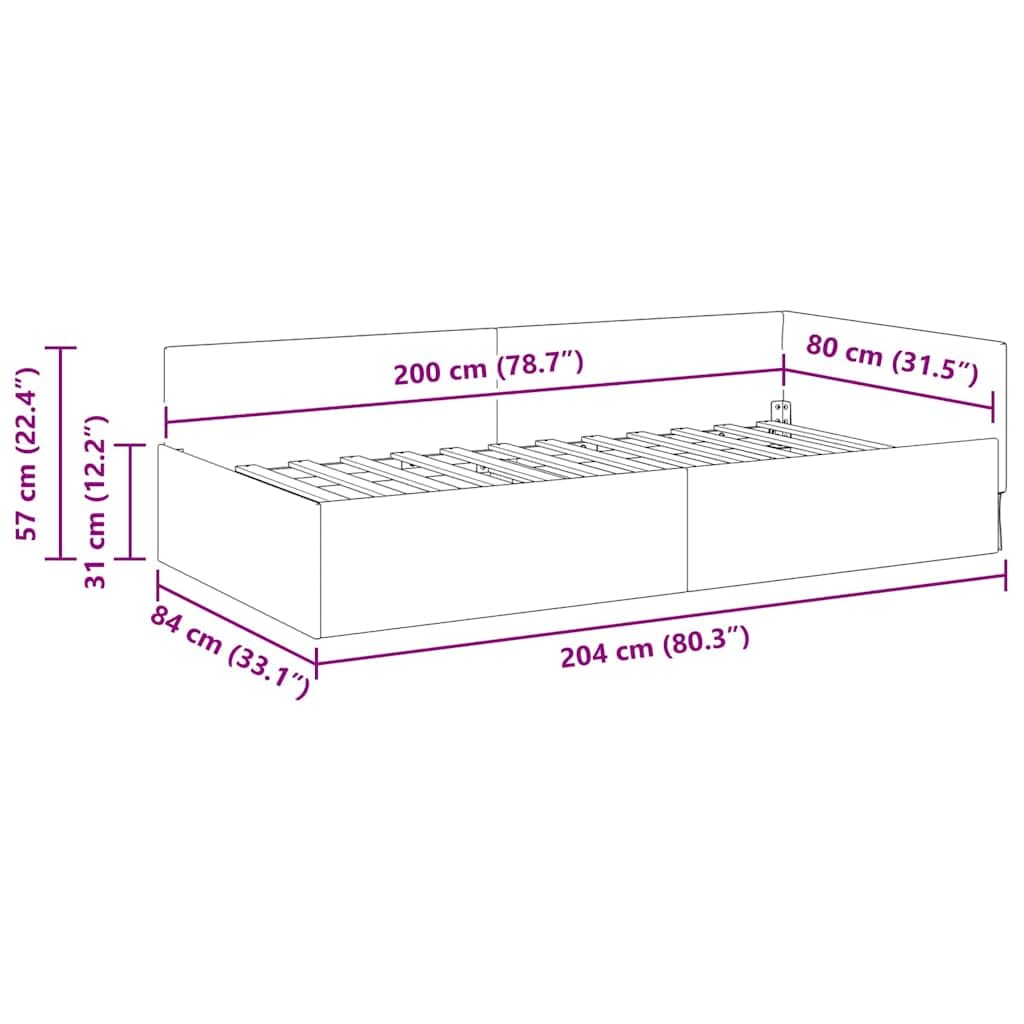 vidaXL Rama łóżka narożnego Ciemna zieleń 80 cm x 200 cm Aksamit