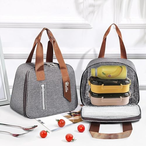 Image of Nibbler Insulated Lunch Bag for Office, School, Men, Women, Tiffin Pouch Bag, Hot & Cold Lunch Box Bags for Boys, and Girls (Grey)