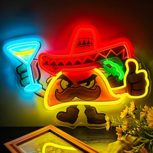 Image of Tacos Neon Sign for Wall Decor,Dimmable Led Tacos Neon Light for Mexican Restaurant Decor Mexican Burritos Led Light Neon Light for Shop Restaurant Window Fast Food Shop Wall Decoration