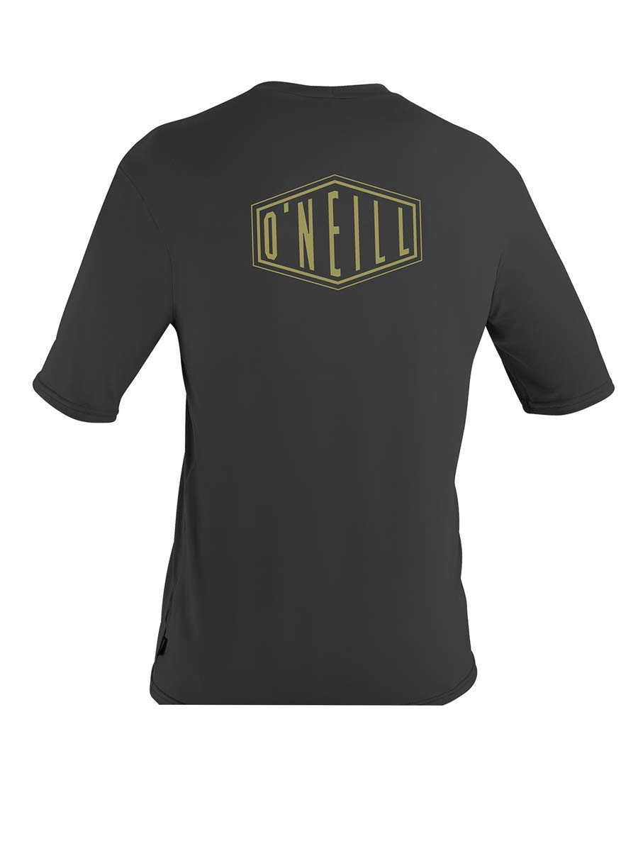 Oneill Premium Skins Gráfico - a Cuadros de Manga Corta Camiseta con Cuello en V Camiseta Top Negro 50 + Upf - Easy Ajustado Secado Rápido