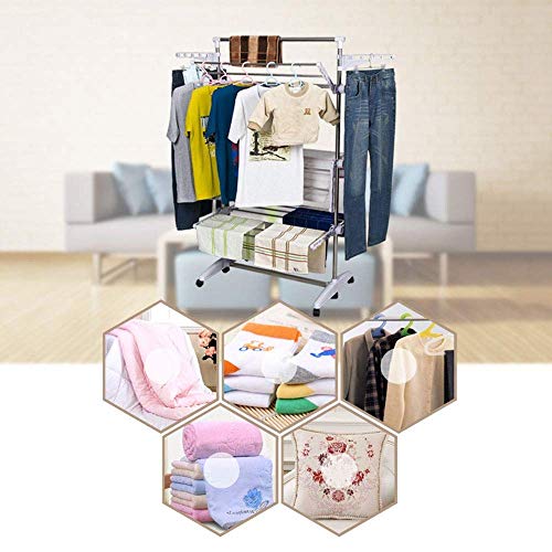 Rack à linge extensible pour balcon en acier inoxydable blanc multifonctionnel