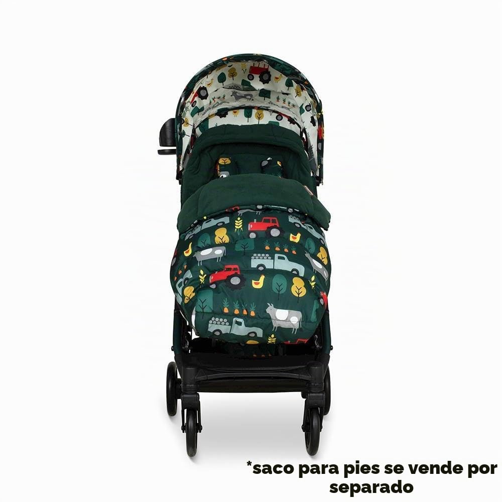COSATTO Woosh 4 - Cochecito ligero de nacimiento hasta 25 kg, fácil de plegar con una mano, compacto, mango telescópico, cesta de la compra extragrande, portavasos (Old Macdonald)