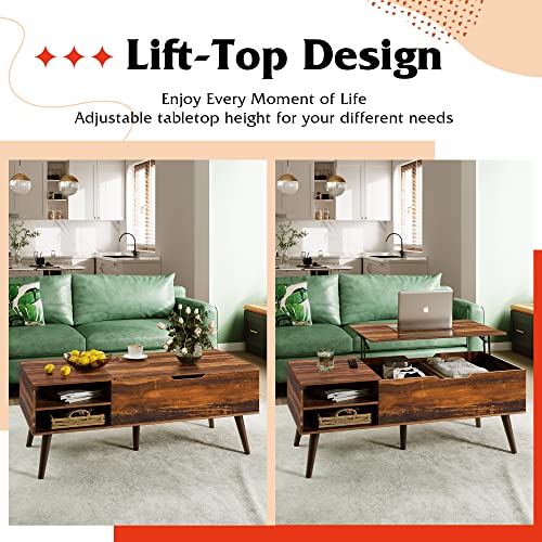 image for WLIVE Coffee Table, 47“ Lift Top Coffee Tables with Adjustable Stora