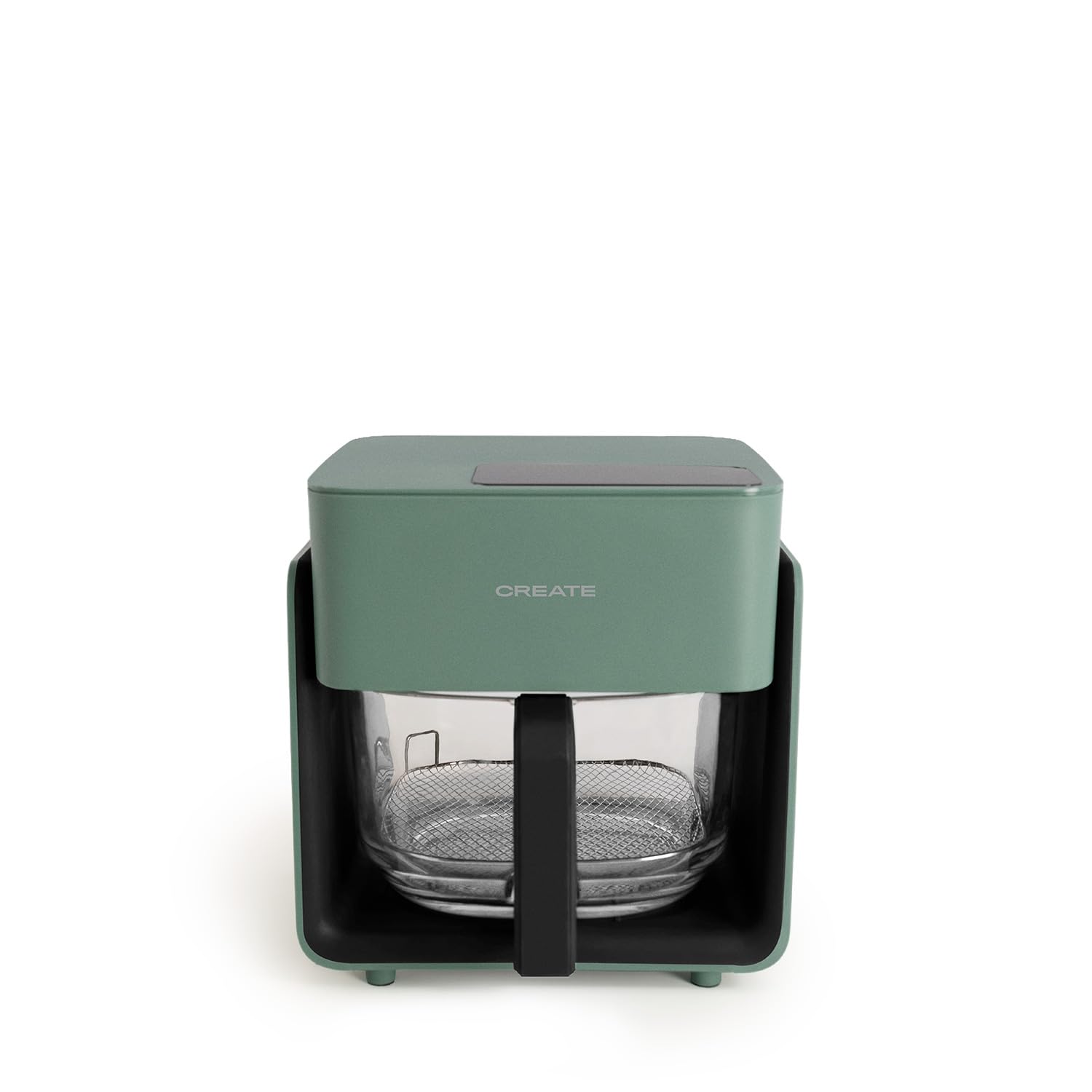 CREATE/AIR FRYER STUDIO CRYSTAL/Freidora sin aceite 4.2 L sin vaporizador de agua verde sage/Capacidad 5-6 raciones, 6 programas, bandeja de cristal, control de tiempo y tempertura, 1300W