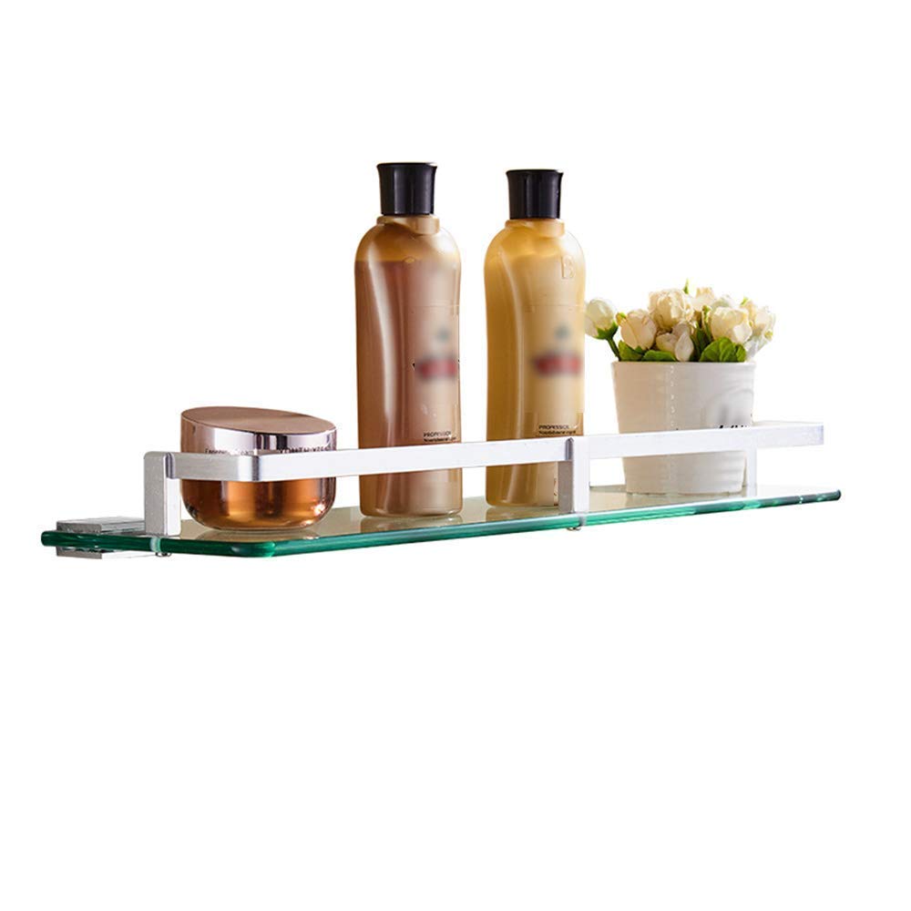 Scaffali da bagno squisiti Scaffali da bagno, Scaffale doccia da bagno temperato senza punzonatura ad angolo doccia, Scaffale per cosmetici in ottone, Scaffale frontale a specchio Bagno in vetro di 6