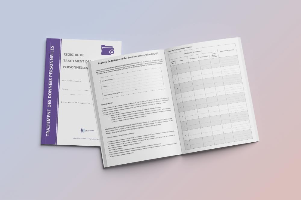 Registre de traitement des données personnelles (RGPD) - Conforme à la legislation - Obligatoire depuis le 25 mai 2018 - Format A4 - 64 pages - LEGIMEDIA ÉDITIONS