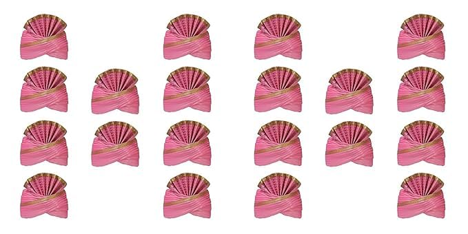 Traditional Wedding Cotton Turban, Pink with Gold Border, Pack of 20, Free Size, Unisex Pagdi for Wedding Functions and Celebrations-image-40