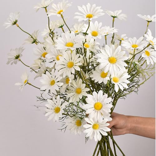 Artificial Flowers 8 Bundles 20” White Artificial Daisy Flowers UV Resistant Outdoor Fake Wildflowers with Stems Faux Greenery Shrubs Plants Arrangements for Home Garden Vase Decor image 5