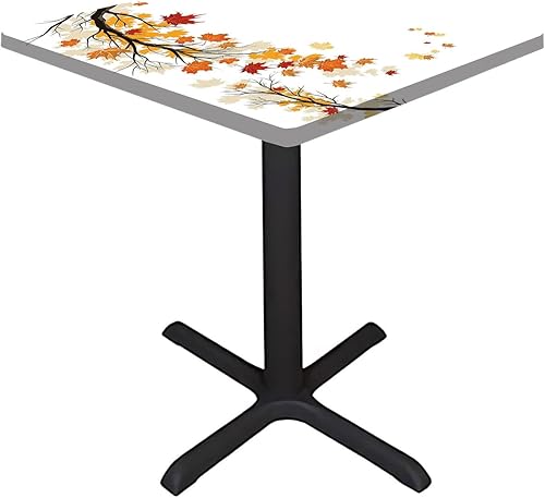 Miniatura 3 de Mantel cuadrado elástico de otoño, ramas de árbol de otoño dobladas con remolino con mantel elástico de color, se adapta a mesas de 36 x 36