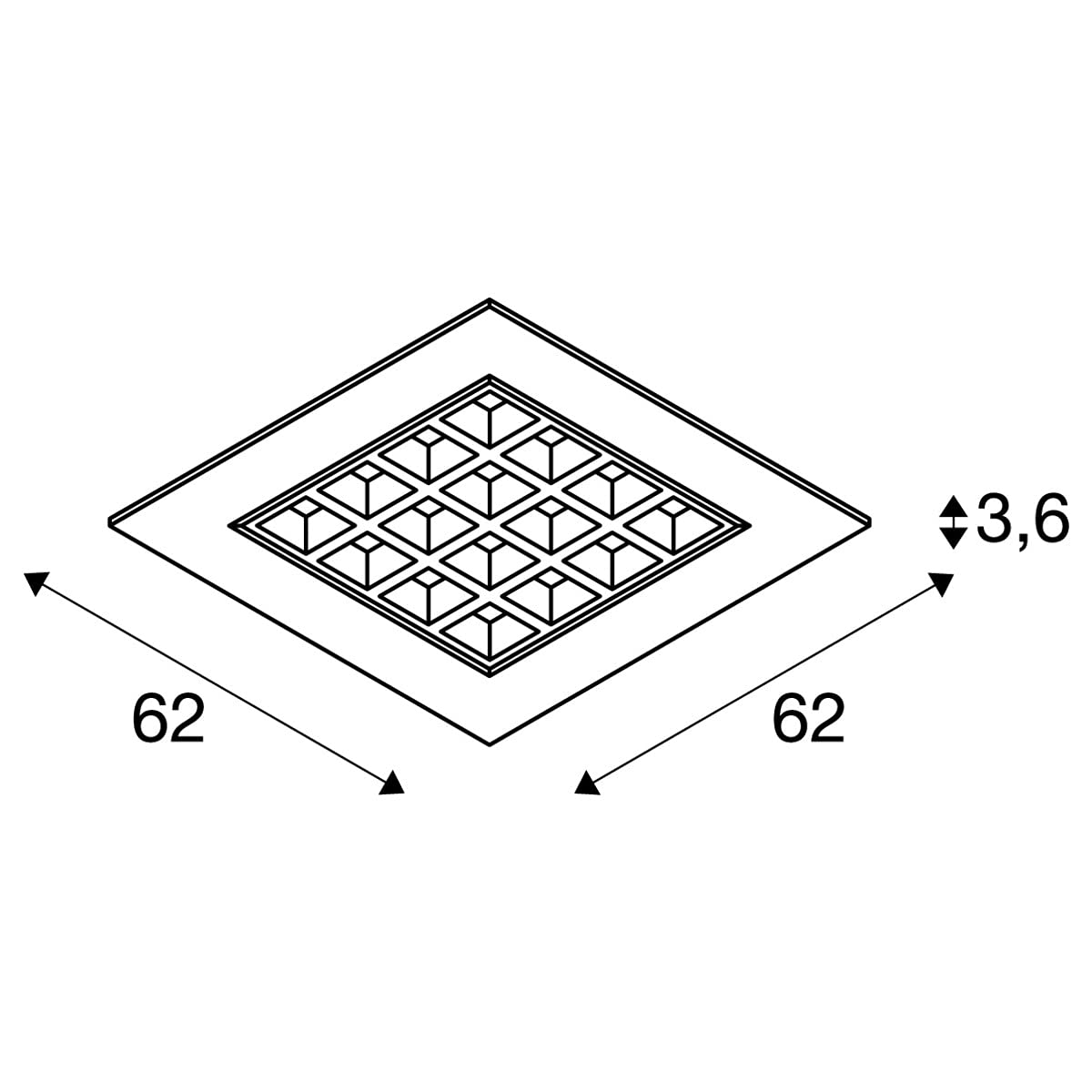 SLV Wpuszczana lampa sufitowa SLV PAVANO 620x620 / spot LED, lampa projektorowa, reflektor sufitowy, lampa sufitowa, lampa wpuszczana, oświetlenie wewnętrzne / 3000K 3200lm biała 100 stopni