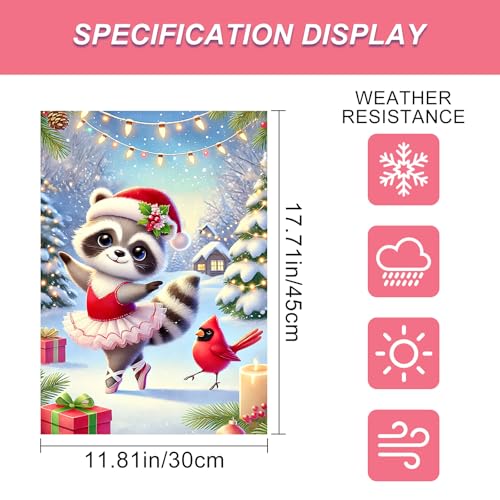 Image of BlissYard Garden Flag Raccoon Cabin Red Hat Winter 12x18 Inch Polyester