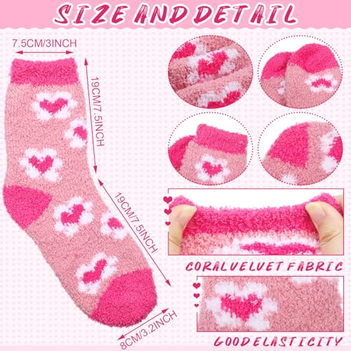 18 Pairs Valentine's Day Fuzzy Socks for Women in Bulk Cozy Red Pink Heart Socks Fluffy Galentines Day Gifts Bulk2