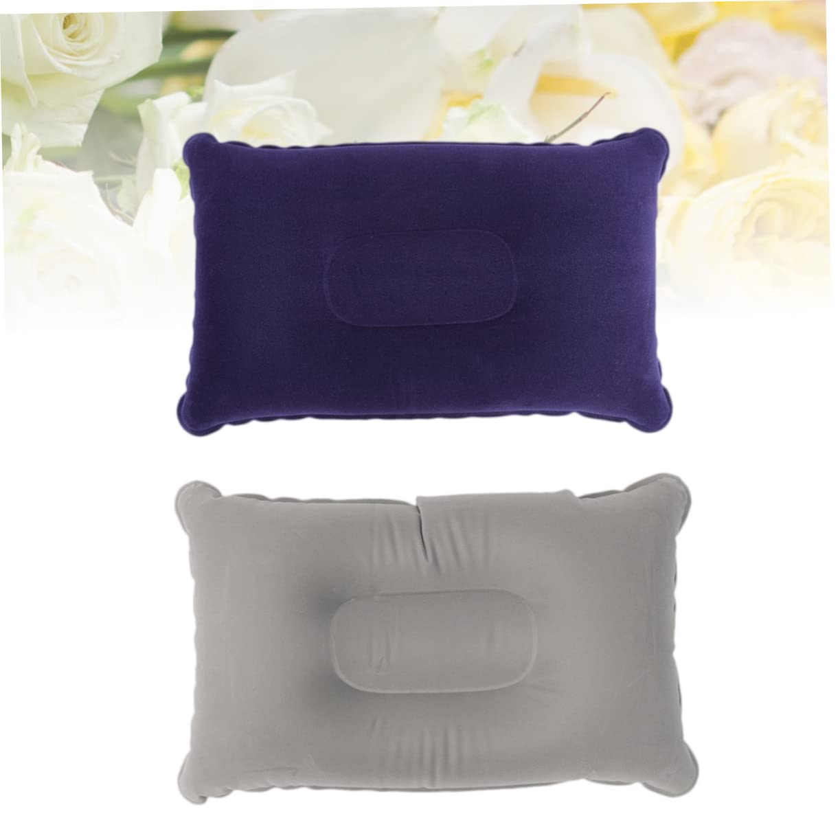 Gogogmee 2pcs Inflatable Pillow for Neck Camping Travel Portable PVC Flocking Cushion
