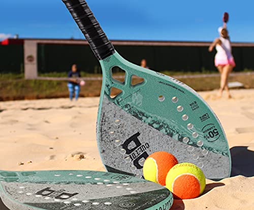 Beach Tennis Racket Carbon Paddle Racquet 22Mm Lightweight With Coverbag Beach Culture (Mint Green) #TOP4