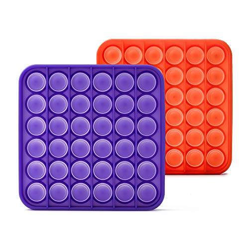 Camrk 2Pcs Push Pop Bubble Sensory Fidget Toy ,Autism Special Needs Circle Silicone Stress Anxiety Relief Reliever Toy,Squeeze Sensory Toy Game for Kids Adults Autism Special Needs(2PC,Orange Purple)