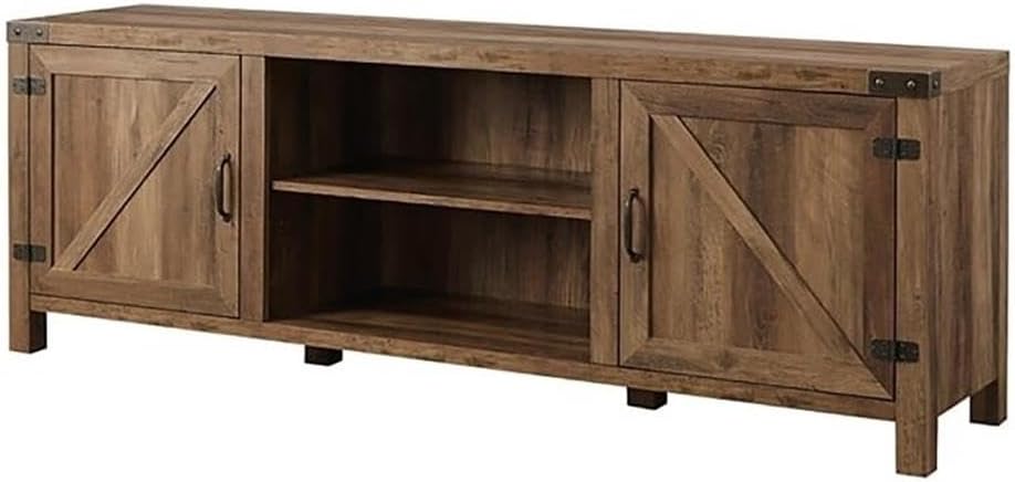 Farmhouse Barn Door Wood TV Stand Console