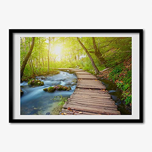 Cadre en bois moderne 70x50 cm avec affiche de forêt aux finitions haut de gamme Tulup