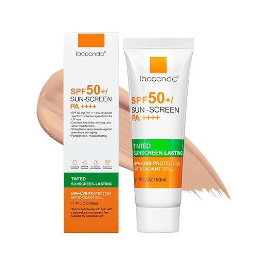 Ibcccndc Protector solar mineral hidratante tintado con SPF 50 protección solar de larga duración contra los rayos UVA y UVB de 17 fl